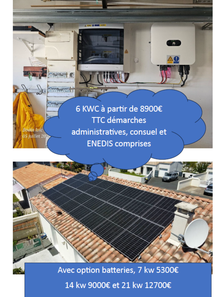 pose panneaux solaires photovoltaïques et batterie de stockage électricien Royan Saintes Saujon Loïc Bodin