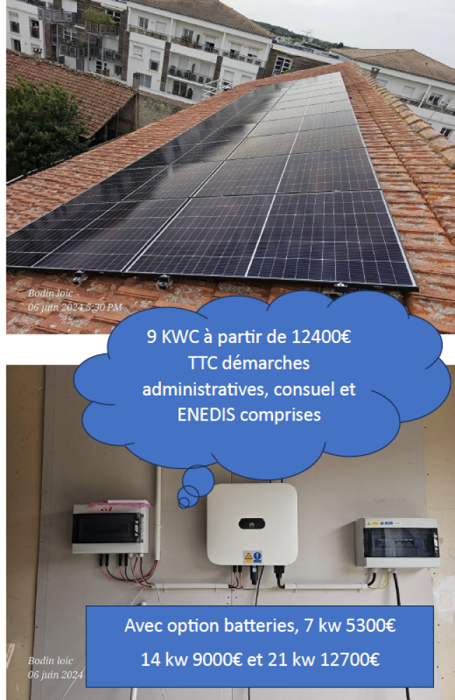 pose panneaux solaires photovoltaïques et batterie de stockage électricien Royan Saintes Saujon Loïc Bodin